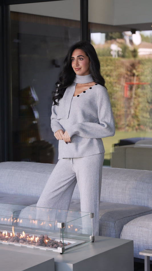 Ensemble en maille écharpe (2 coloris)