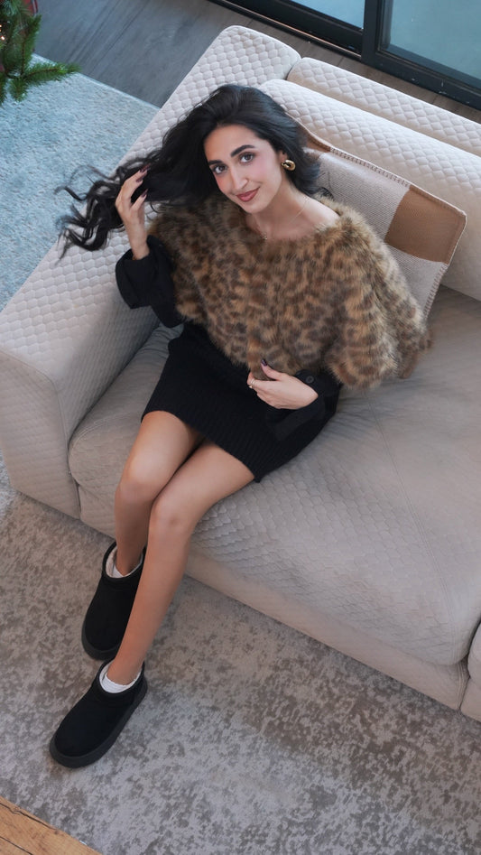 Châle léopard en fourrure (2 coloris)